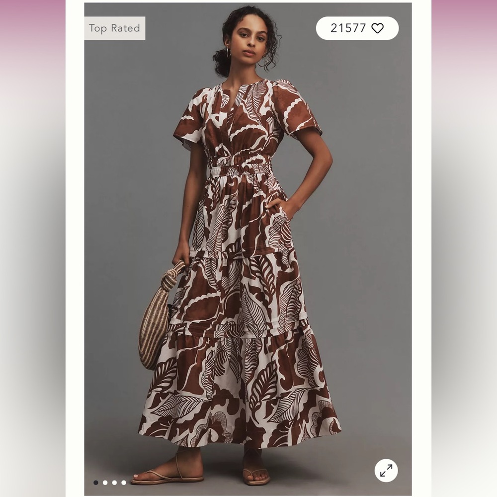 Anthropologie Brown and White Maxi Dress